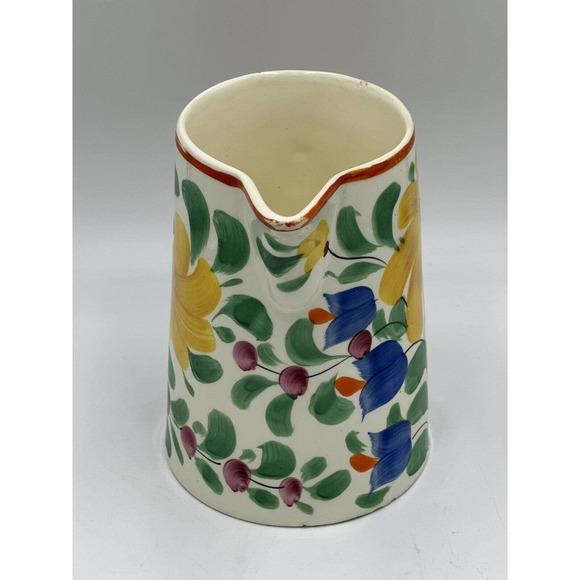 Vintage Hand Painted Floral Pitcher Art Deco POTTERY CZECHOSLOVAKIA Bern 7” - Picture 5 of 11